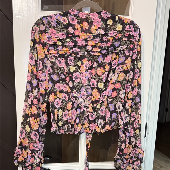 FREE PEOPLE Maybel Boho Floral Tie Front Top Size Medium - Picture 9 of 13